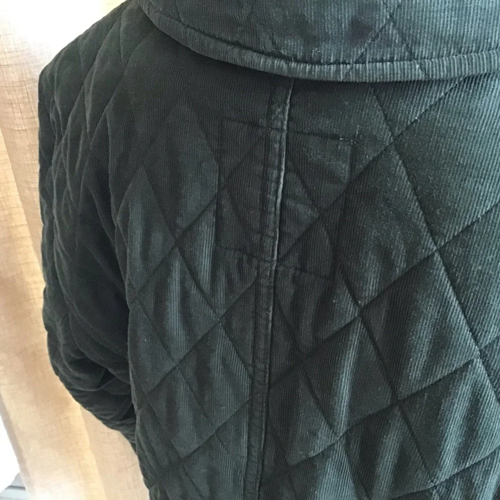 Talbots XL Women’s Quilted Jacket Corduroy Hunter Green Barn/Fisherman Core - Picture 4 of 16